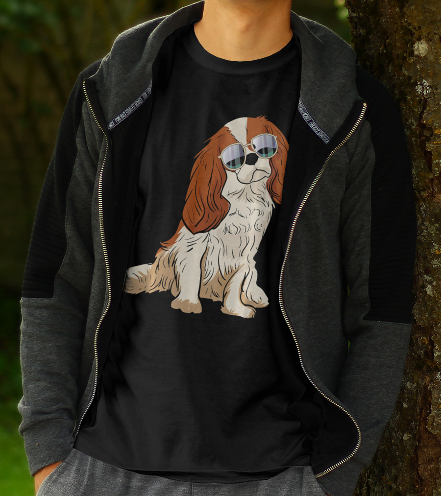 Cavalier King Charles Spaniel Dog With Sunglasses T-Shirt