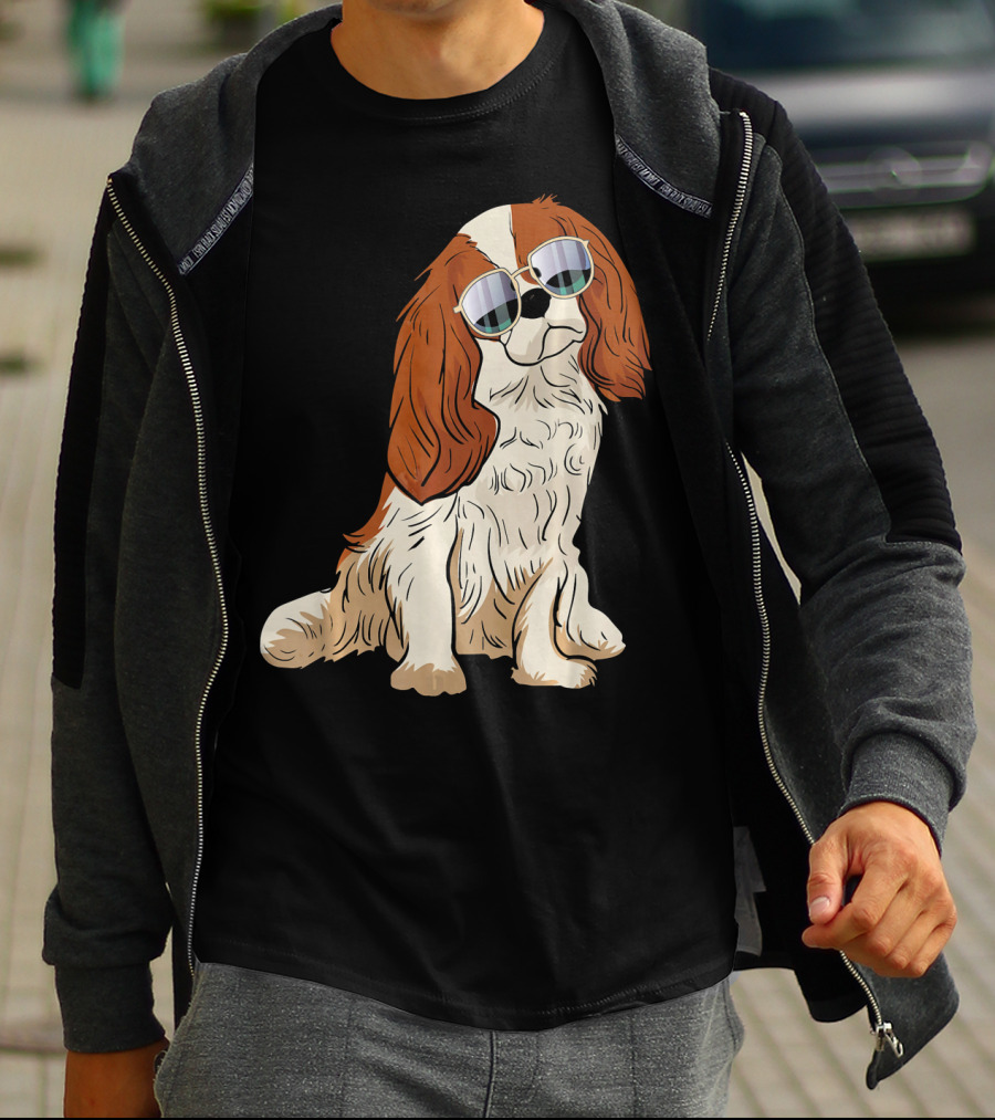 Cavalier King Charles Spaniel Dog With Sunglasses T-Shirt