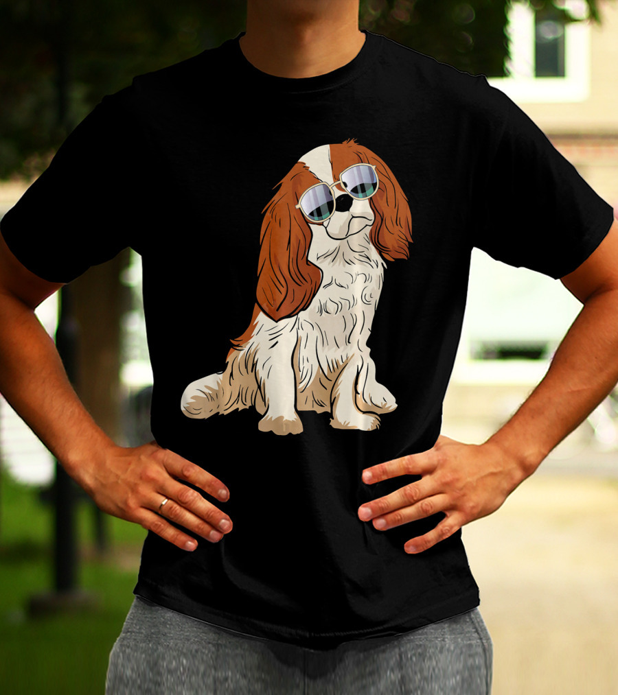 Cavalier King Charles Spaniel Dog With Sunglasses T-Shirt