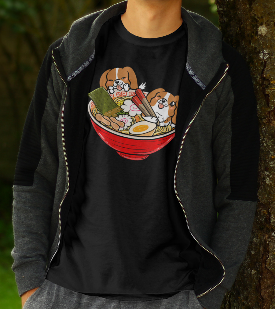 Cavalier King Charles Spaniel Kawaii Japanese Ramen Bowl T-Shirt