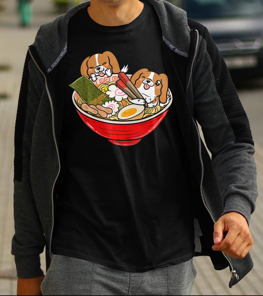 Cavalier King Charles Spaniel Kawaii Japanese Ramen Bowl T-Shirt
