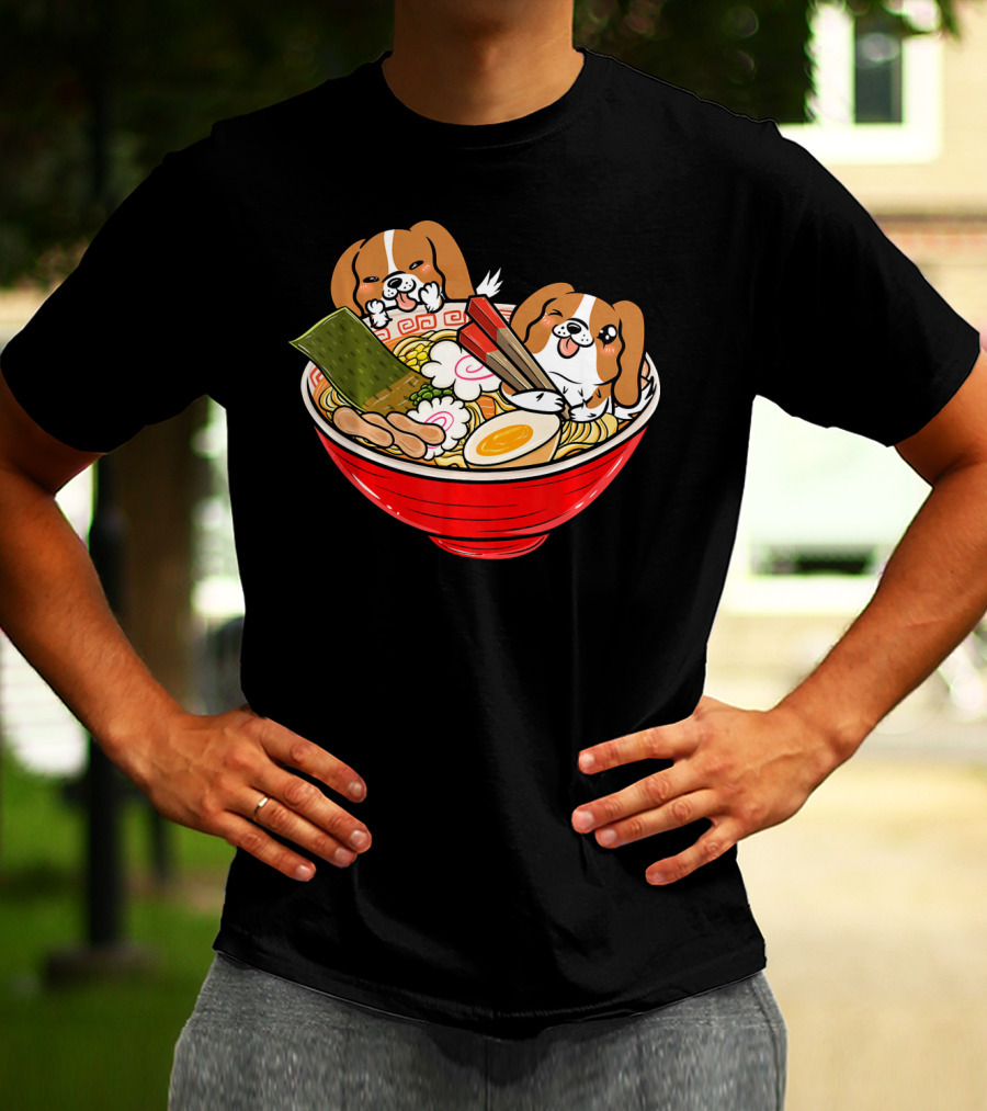 Cavalier King Charles Spaniel Kawaii Japanese Ramen Bowl T-Shirt