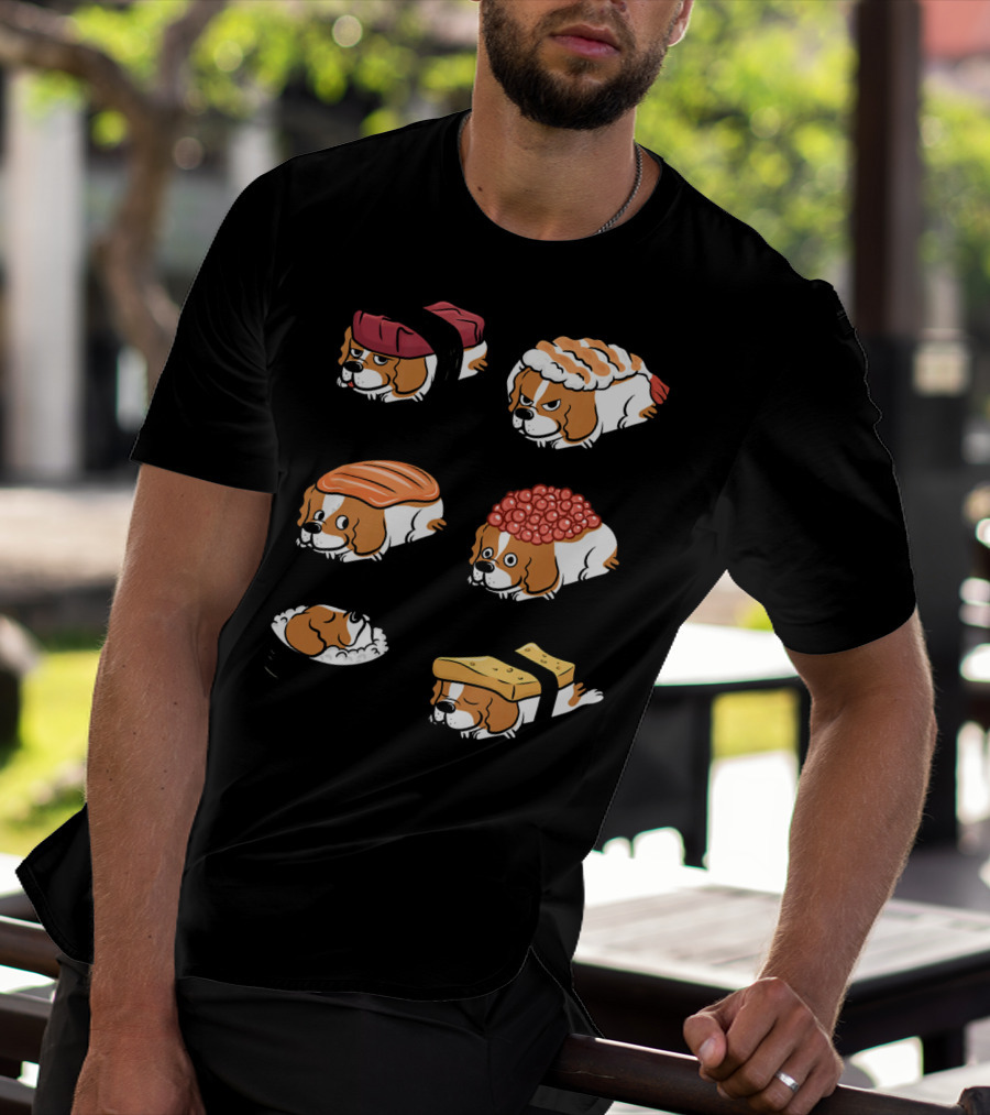 Cavalier King Charles Spaniel Nigiri Sushi Roll Variations T-Shirt