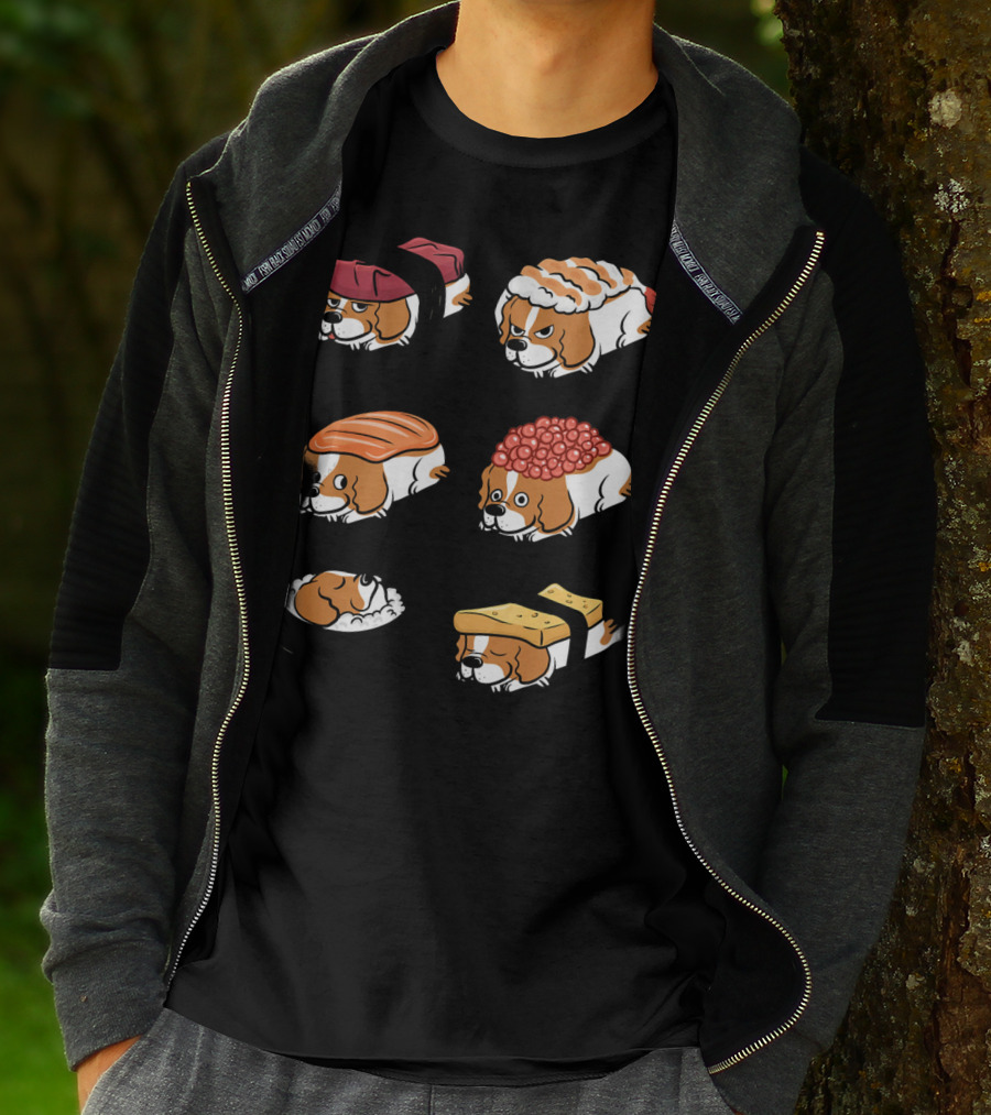 Cavalier King Charles Spaniel Nigiri Sushi Roll Variations T-Shirt