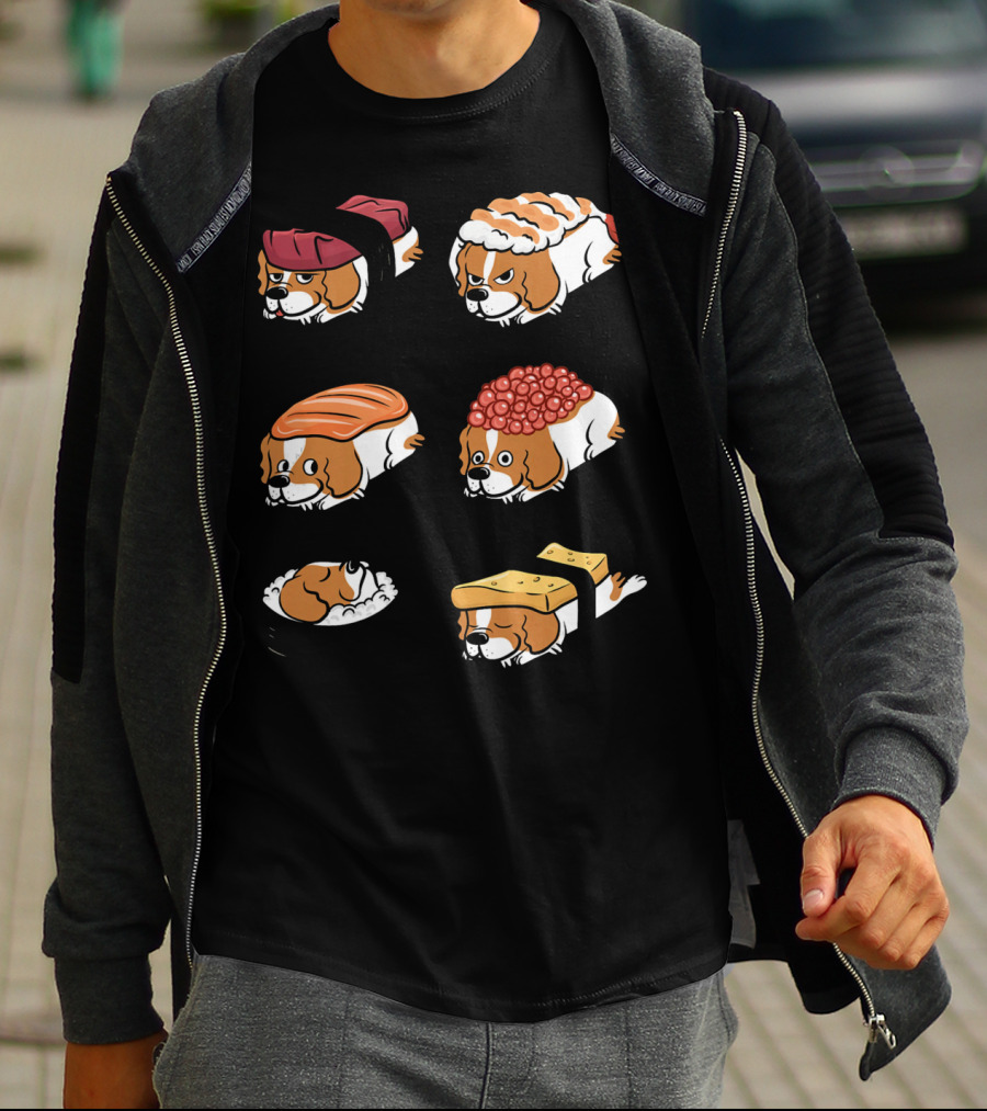 Cavalier King Charles Spaniel Nigiri Sushi Roll Variations T-Shirt