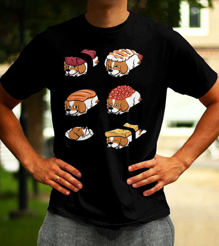 Cavalier King Charles Spaniel Nigiri Sushi Roll Variations T-Shirt