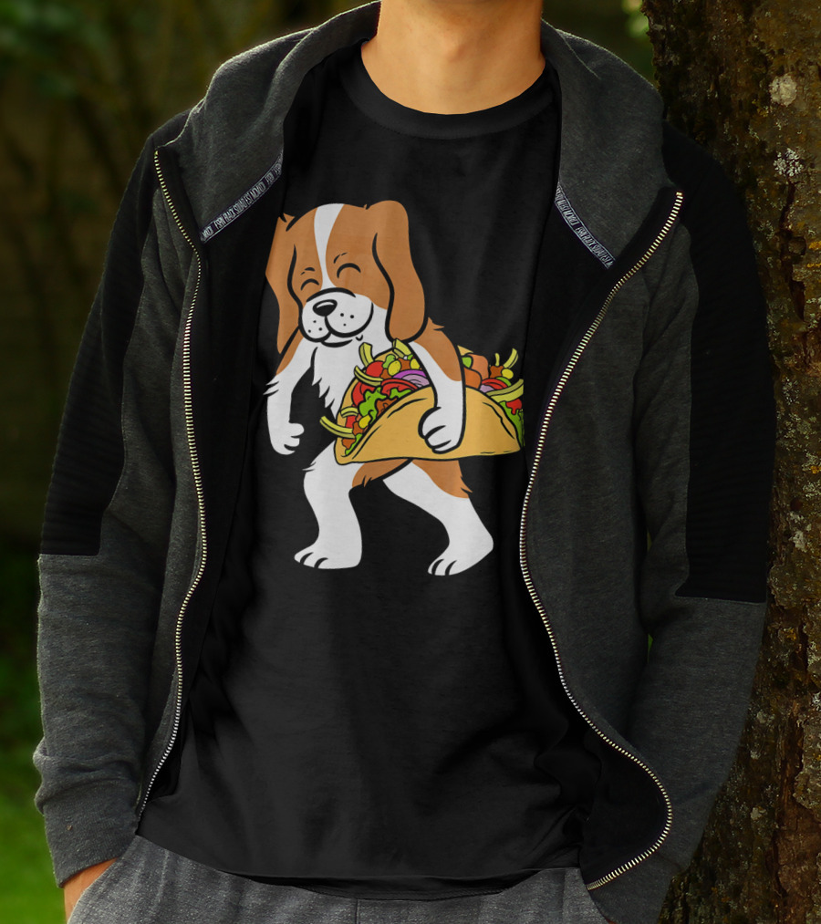 Cavalier King Charles Spaniel Carrying Taco With Vegetables T-Shirt