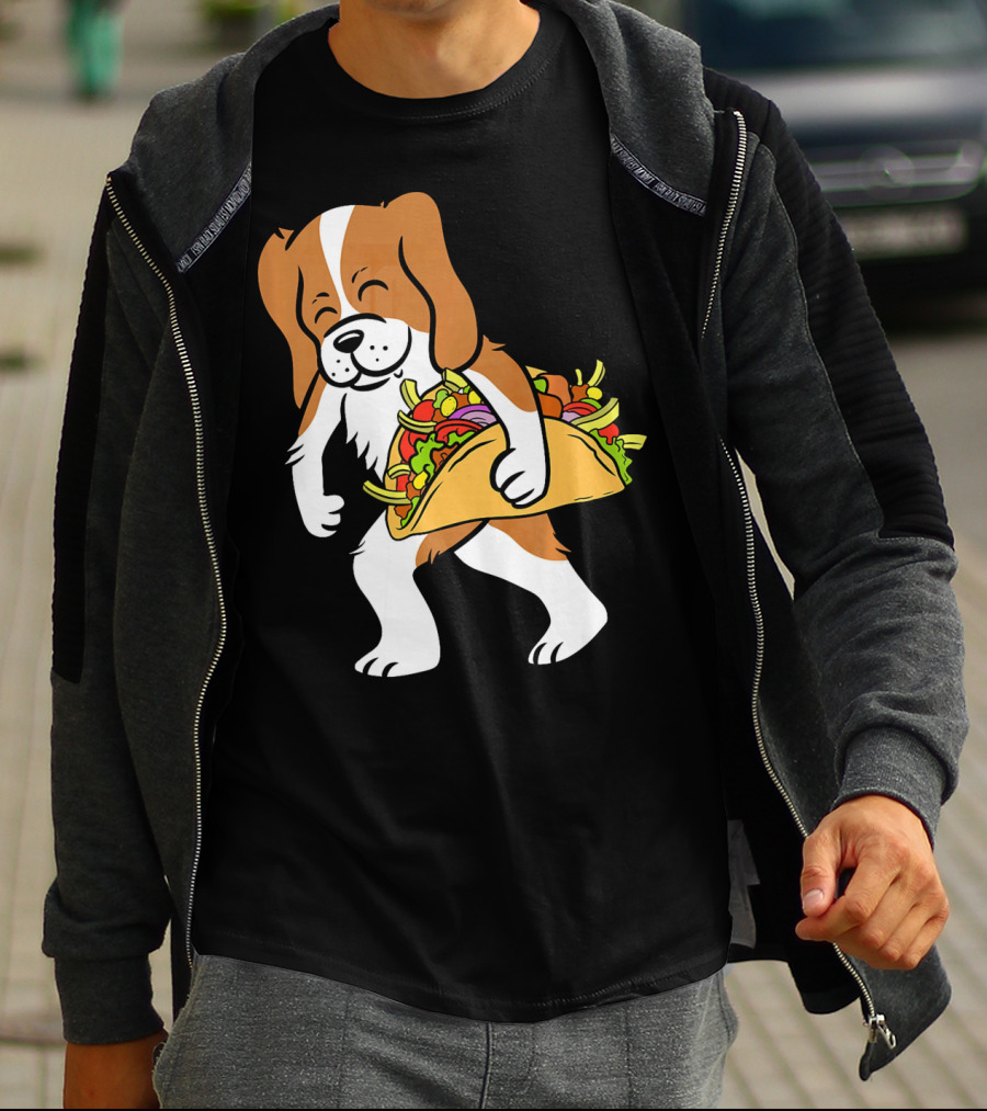 Cavalier King Charles Spaniel Carrying Taco With Vegetables T-Shirt