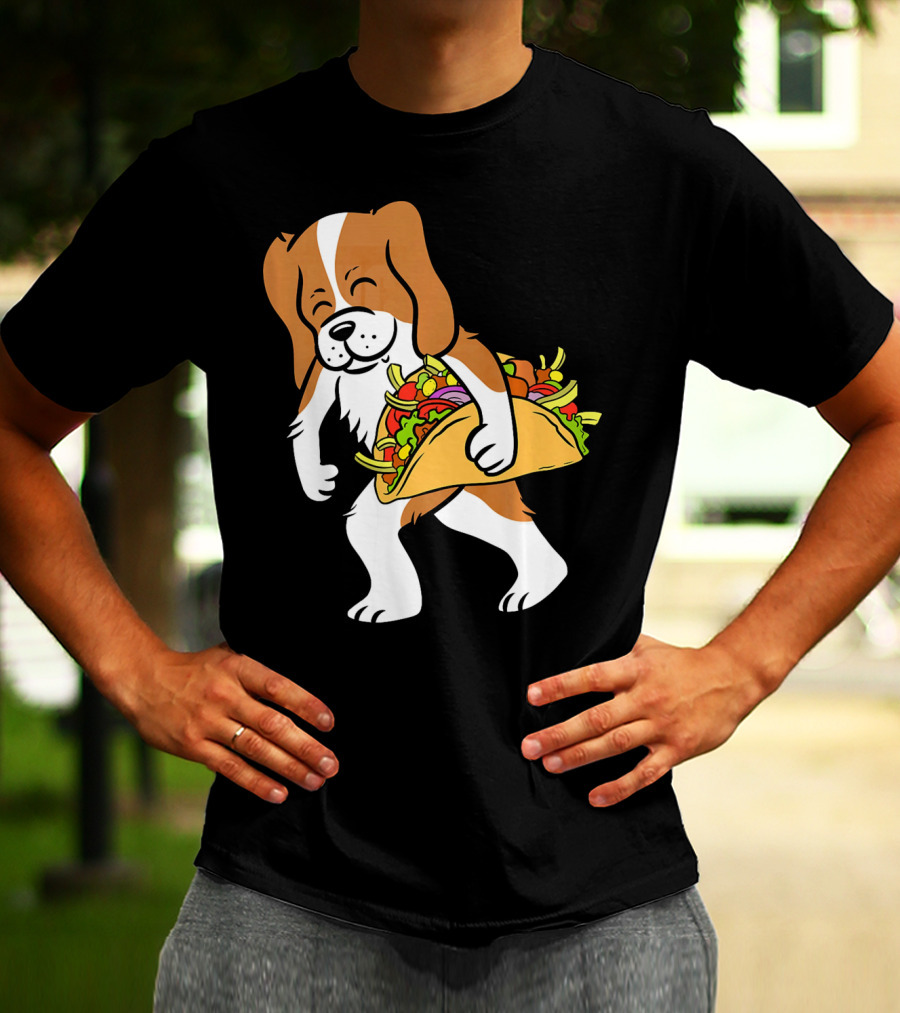 Cavalier King Charles Spaniel Carrying Taco With Vegetables T-Shirt