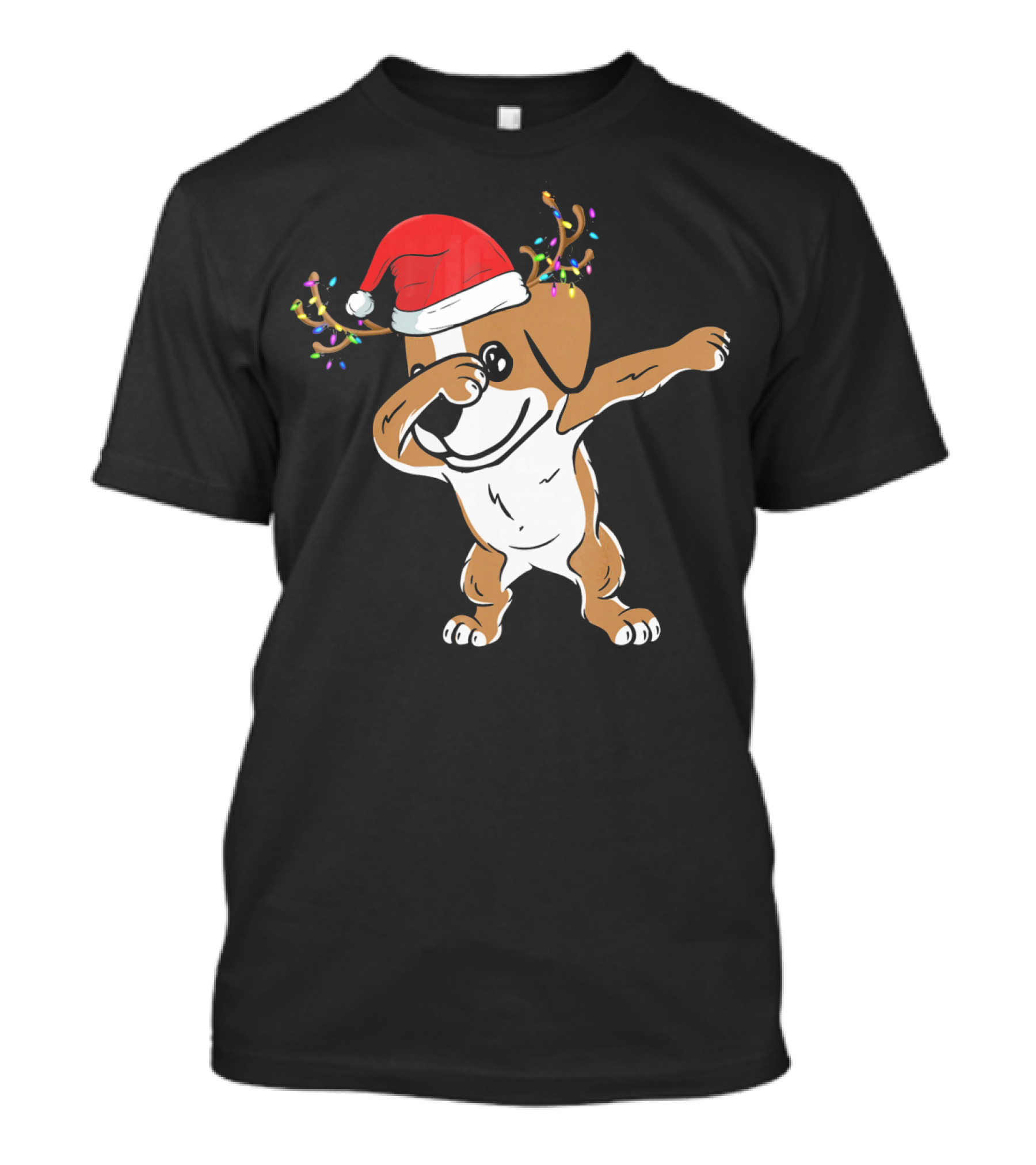 Christmas Jack Russell Terrier With Santa Hat And Reindeer Antlers Dabbing Dab T-Shirt