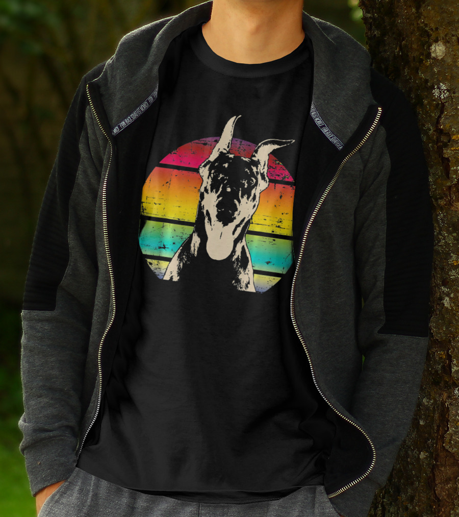 Retro Sunset Doberman Pinscher T-Shirt