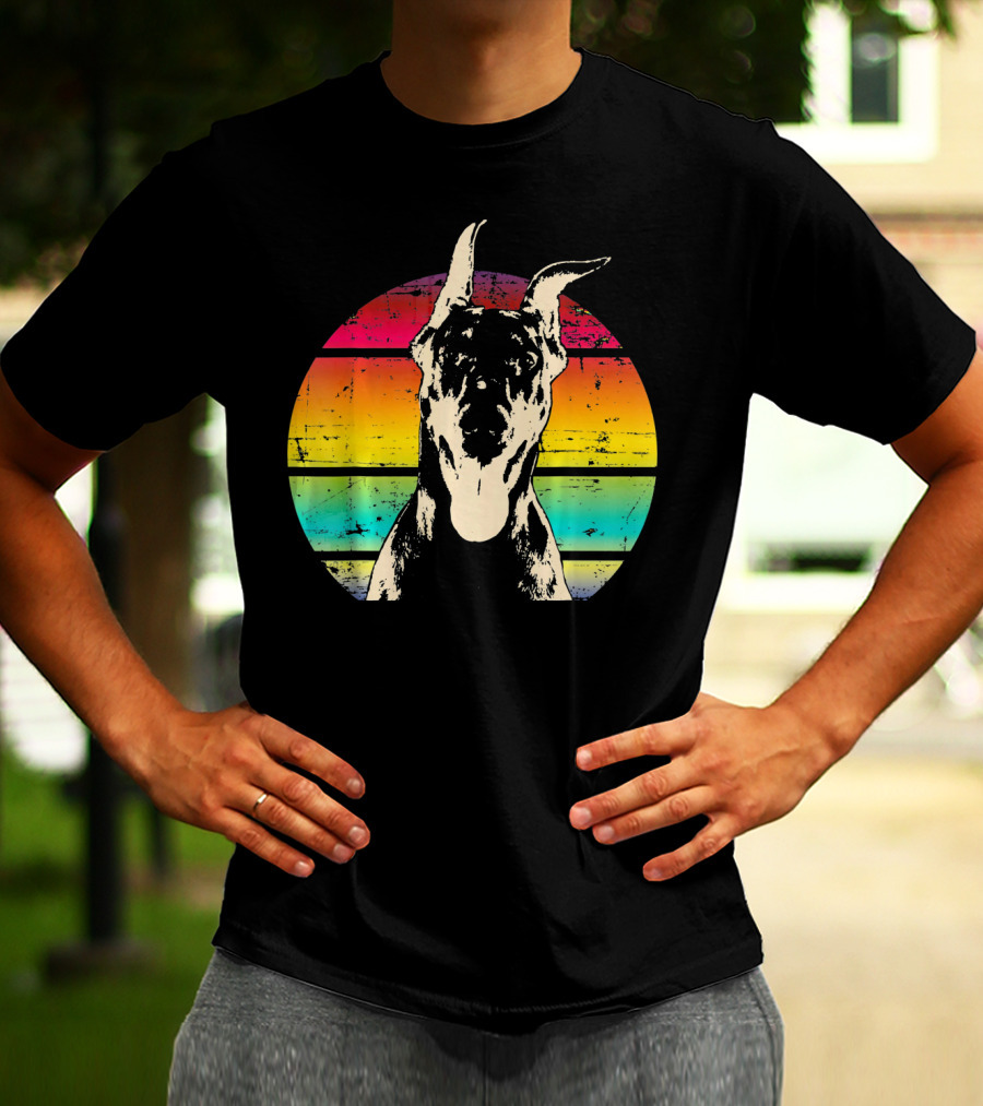 Retro Sunset Doberman Pinscher T-Shirt