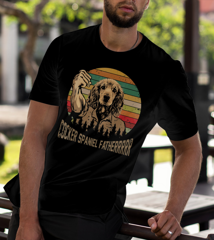 Cocker Spaniel Fatherrrr Retro Dog T-Shirt