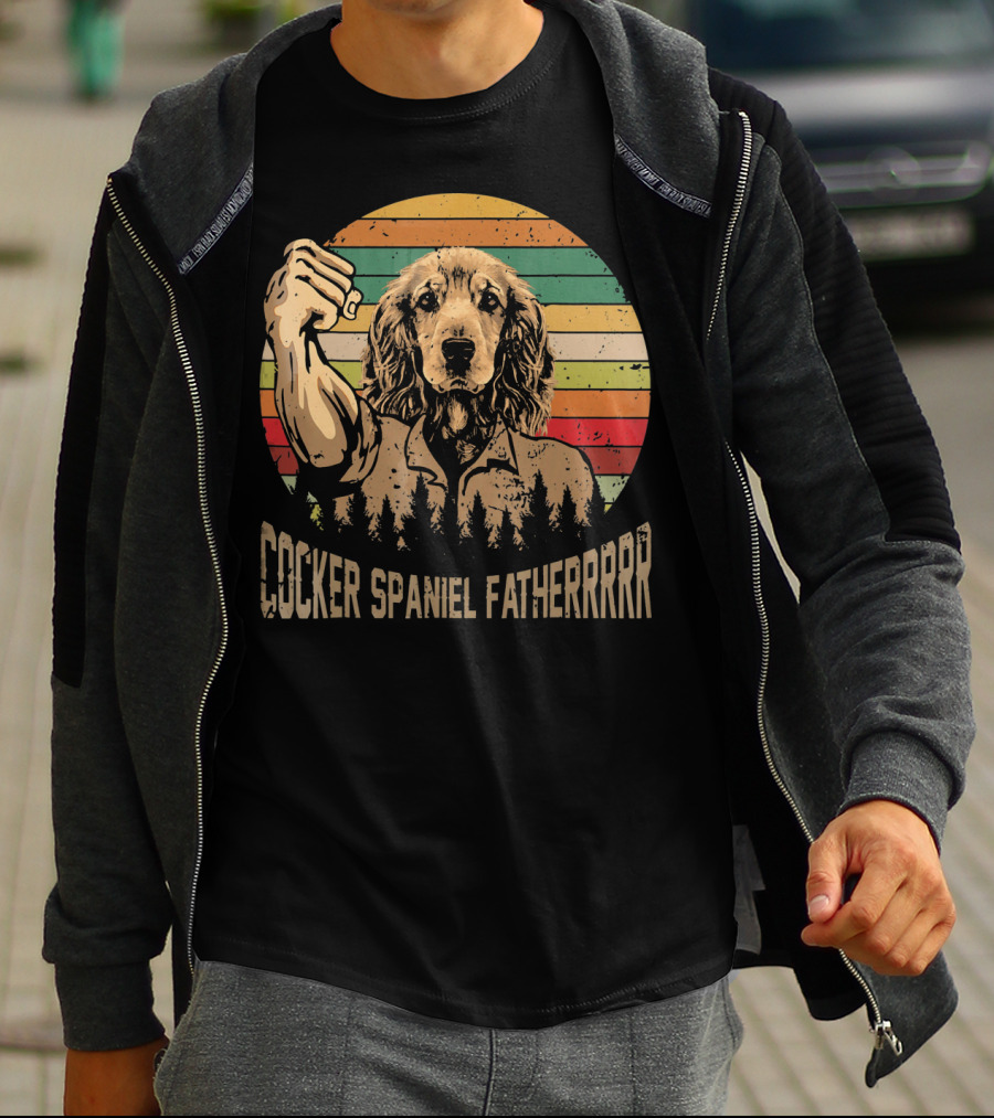 Cocker Spaniel Fatherrrr Retro Dog T-Shirt