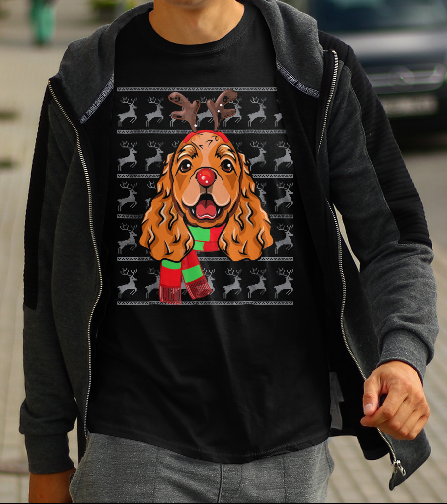 Cocker Spaniel Reindeer Holiday T-Shirt