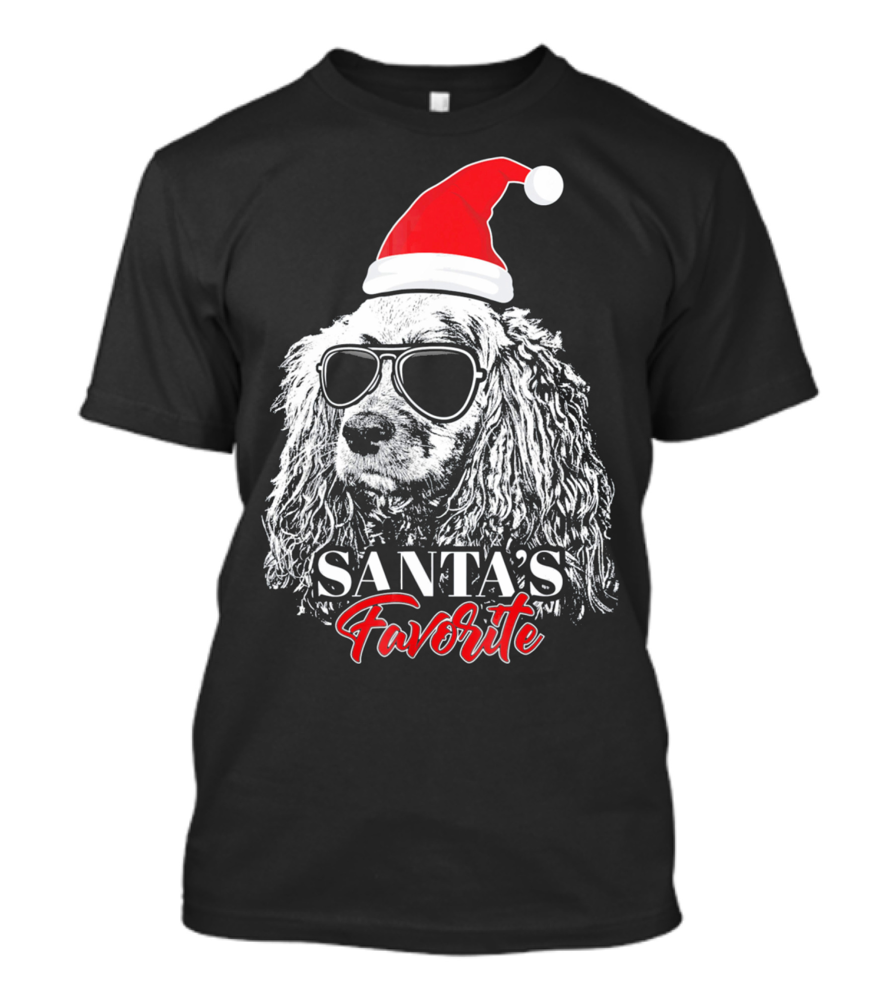 Cocker Spaniel Santa's Favorite Christmas Hat Sunglasses T-Shirt