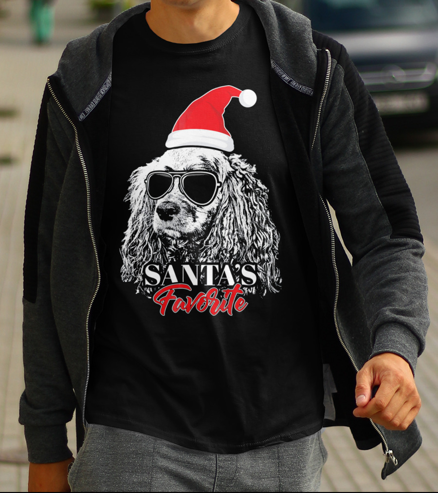 Cocker Spaniel Santa's Favorite Christmas Hat Sunglasses T-Shirt