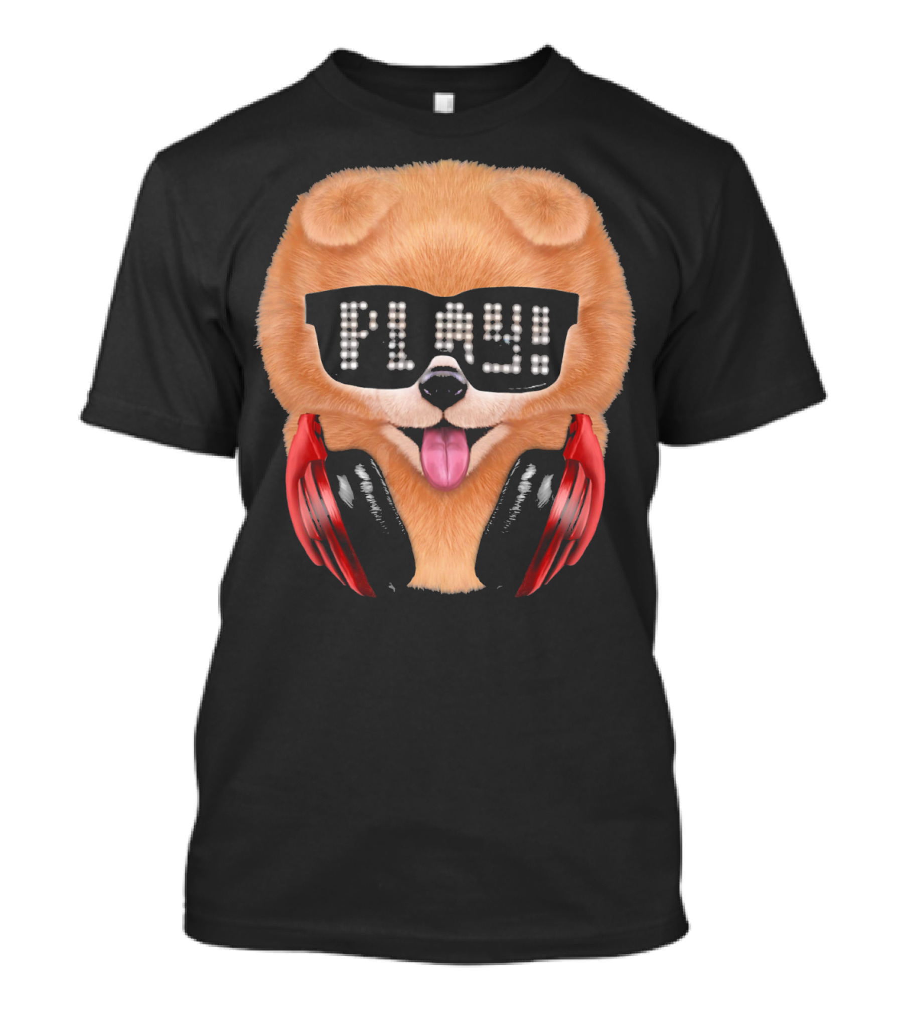 Cream Pomeranian Dog DJ In Sunglass With Play Headphones T-Shirt
