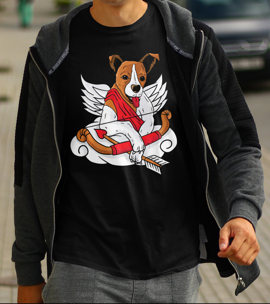 Cupid Jack Russell Terrier With Bow And Arrow For Dog Lovers T-Shirt