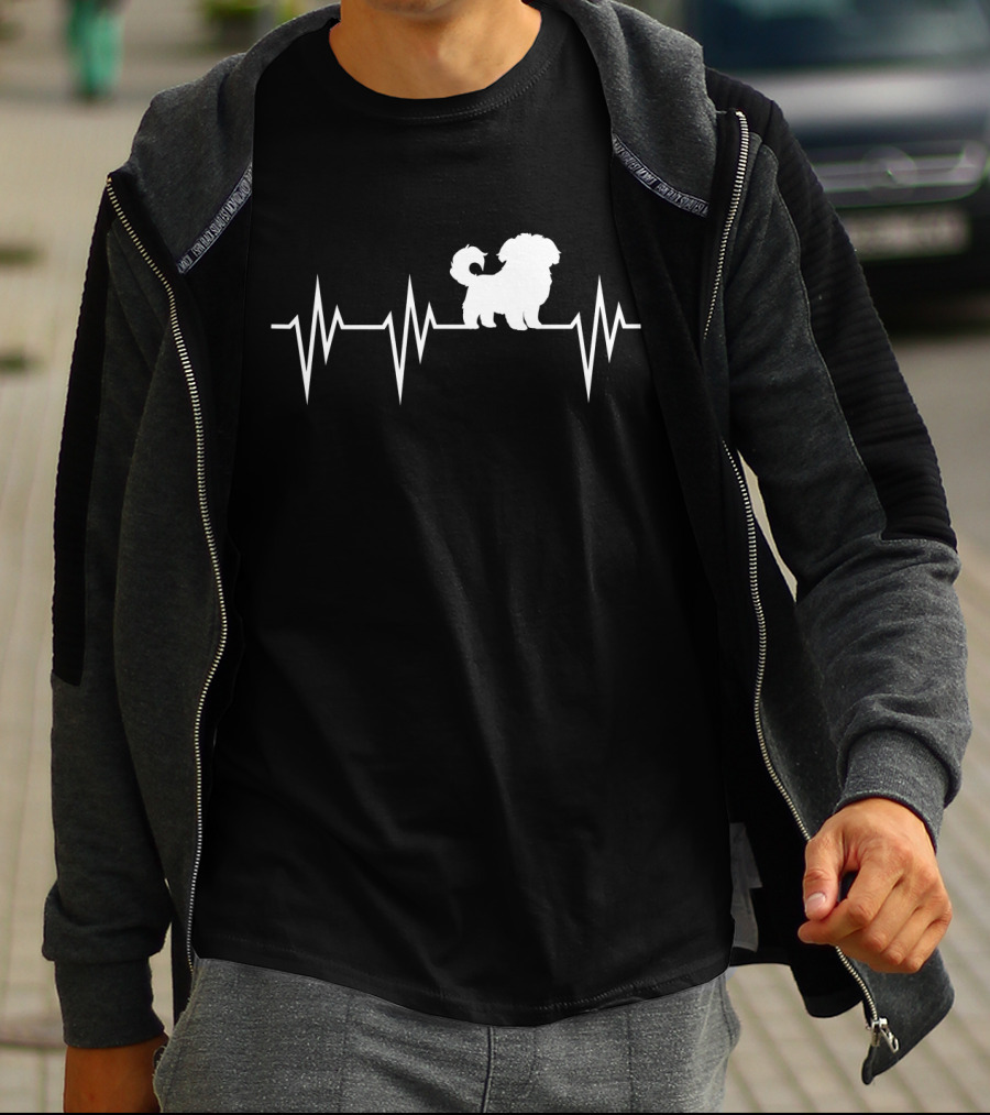 Cute Maltese Dog Heartbeat Pulse Maltese Dog T-Shirt