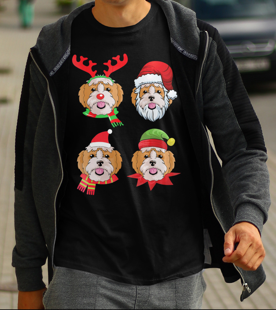 Cute Shih Tzu Christmas Santa Dog Reindeer Holiday Hats T-Shirt