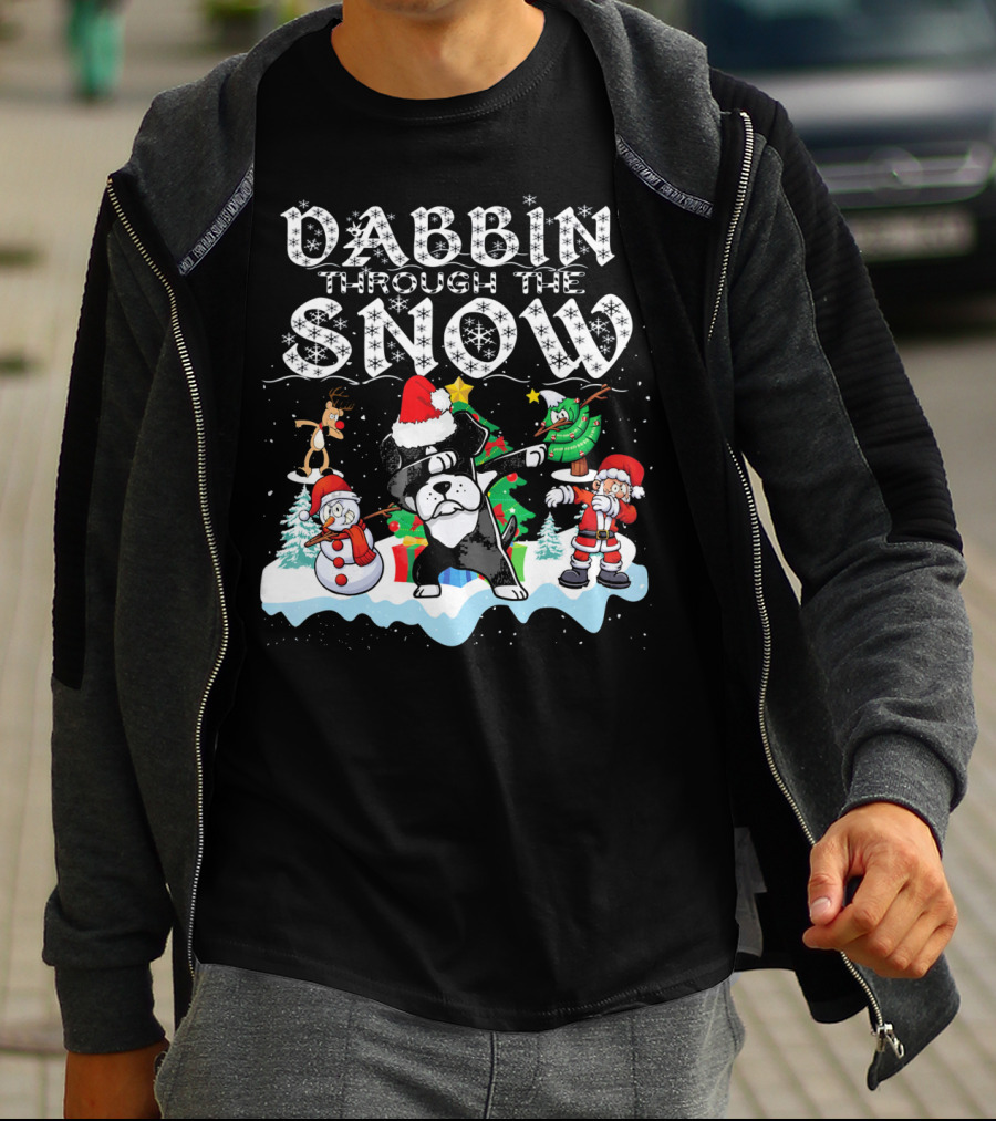 Dabbin' Through The Snow Rottweiler Christmas Santa Snowman Reindeer T-Shirt