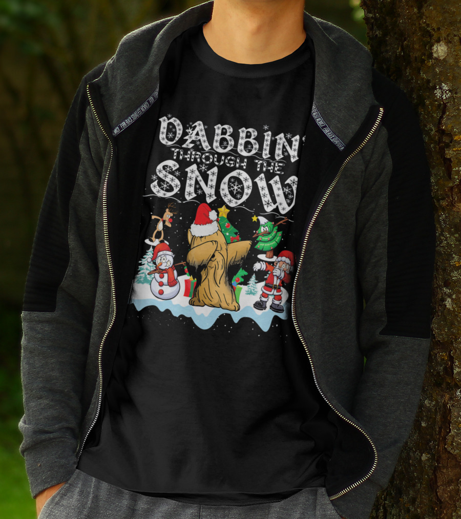 Dabbin' Through The Snow Christmas Shih Tzu Santa Trees Snowman Reindeer T-Shirt