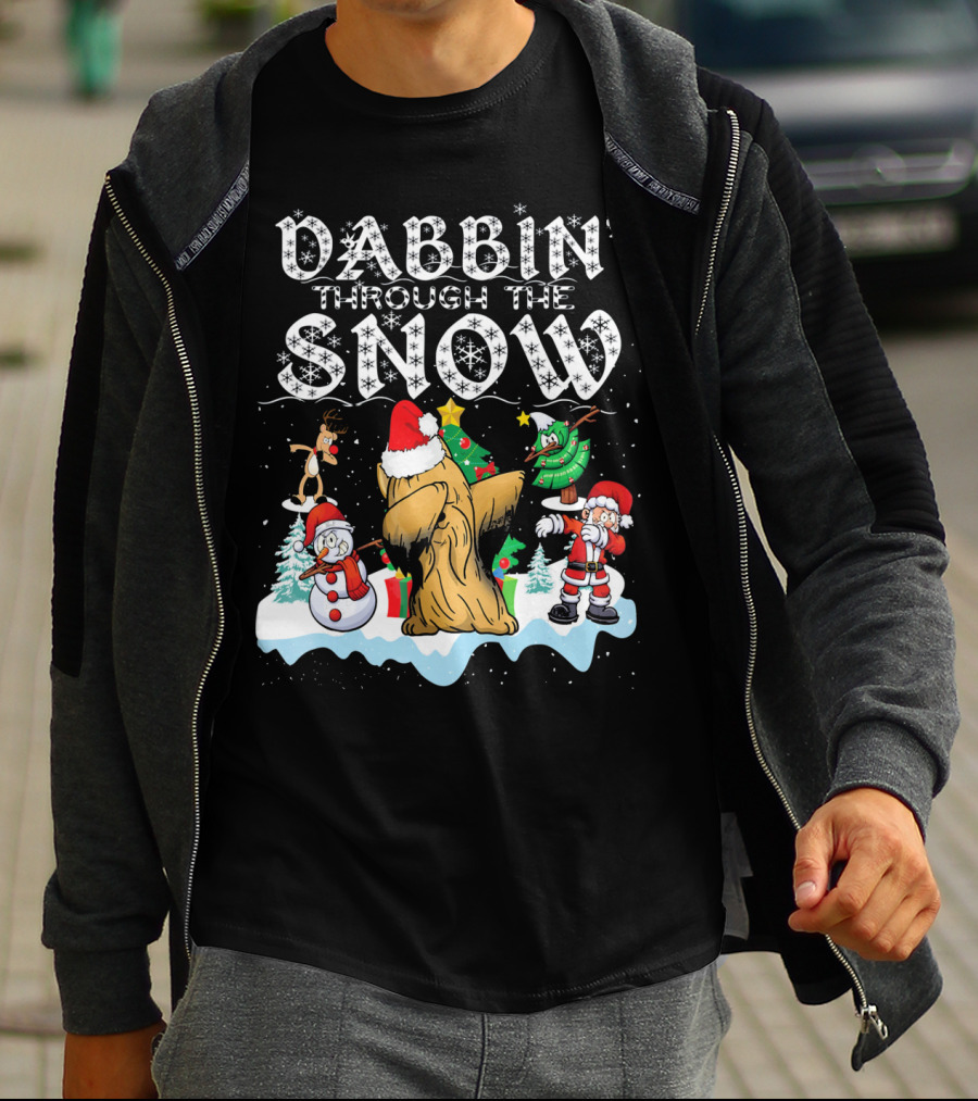 Dabbin' Through The Snow Christmas Shih Tzu Santa Trees Snowman Reindeer T-Shirt