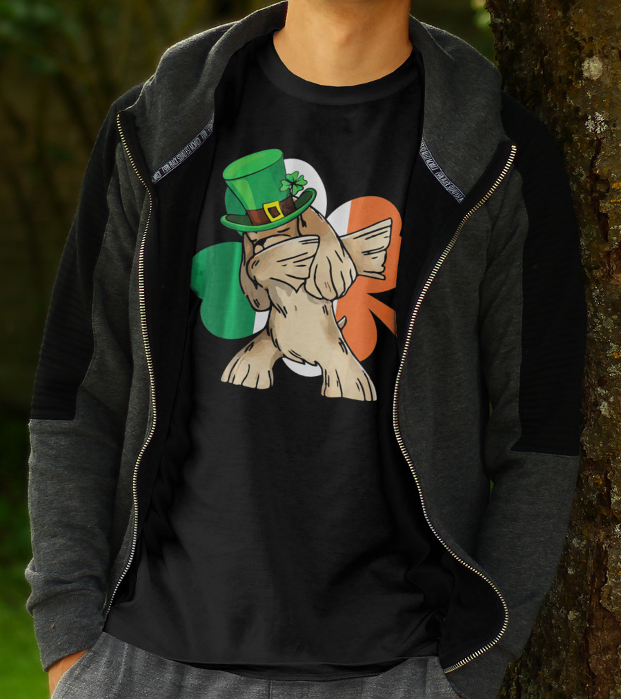 Dabbing Cocker Spaniel Irish Flag Shamrock St. Patrick's Day T-Shirt