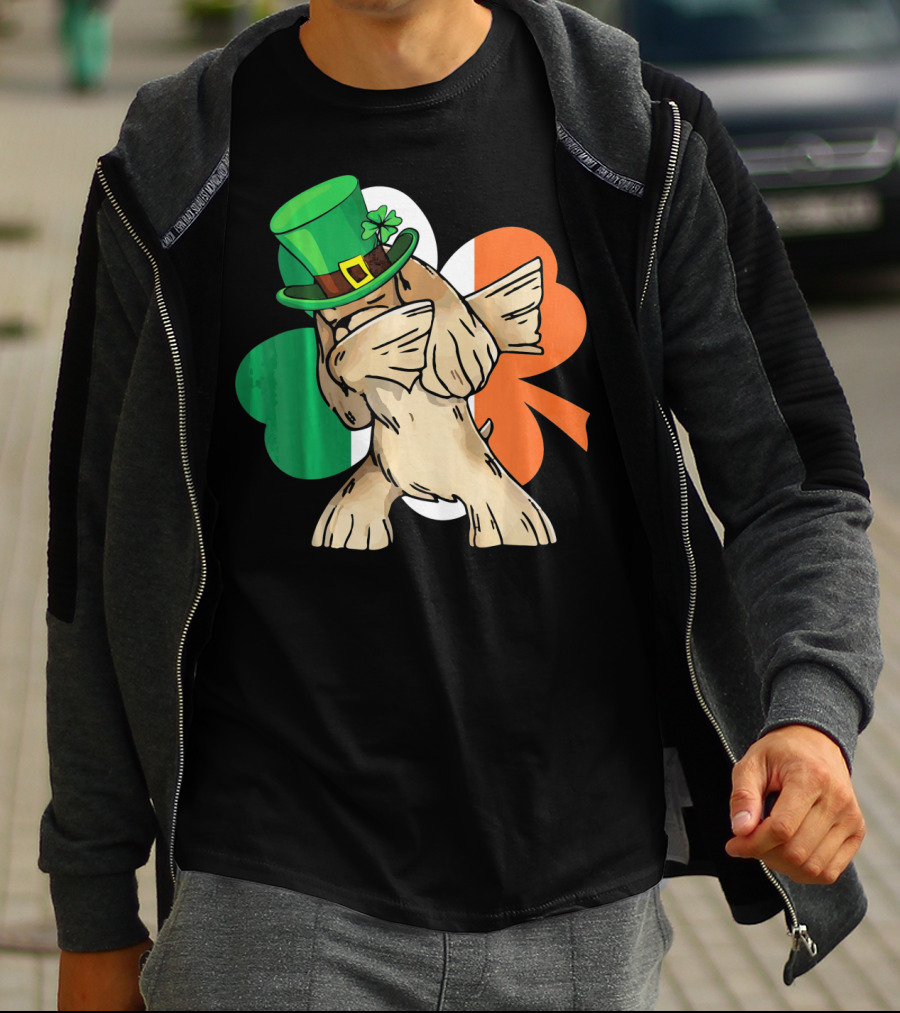 Dabbing Cocker Spaniel Irish Flag Shamrock St. Patrick's Day T-Shirt