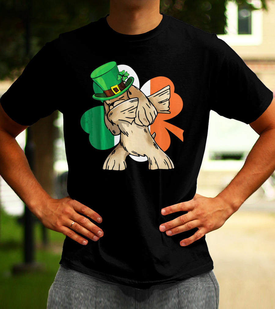 Dabbing Cocker Spaniel Irish Flag Shamrock St. Patrick's Day T-Shirt