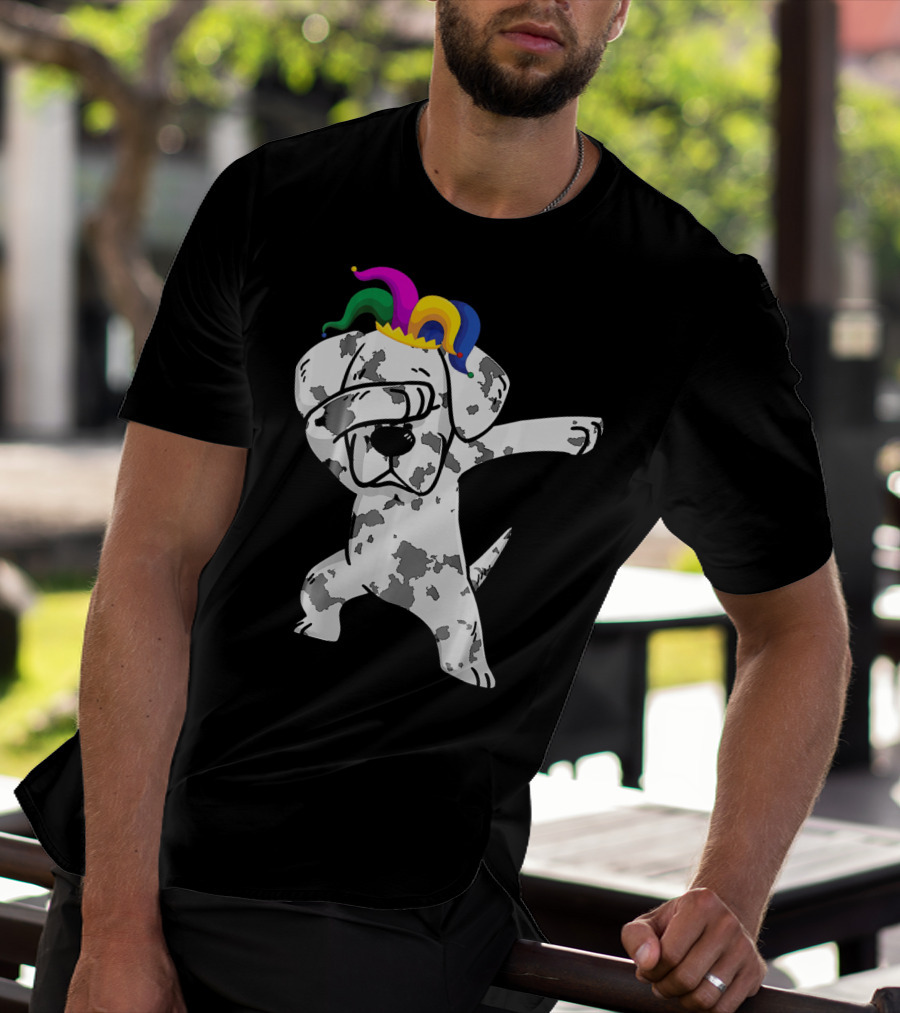 Dabbing Great Dane Jester Hat Mardi Gras Dance Fun T-Shirt