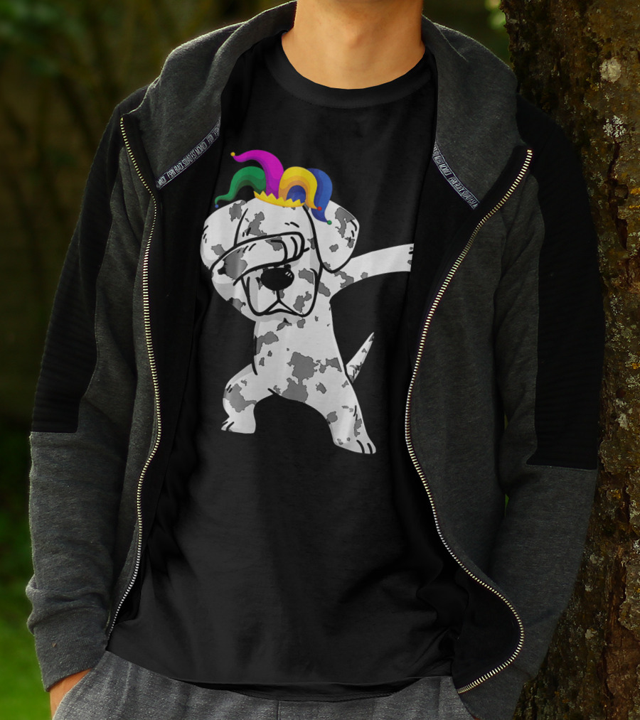 Dabbing Great Dane Jester Hat Mardi Gras Dance Fun T-Shirt