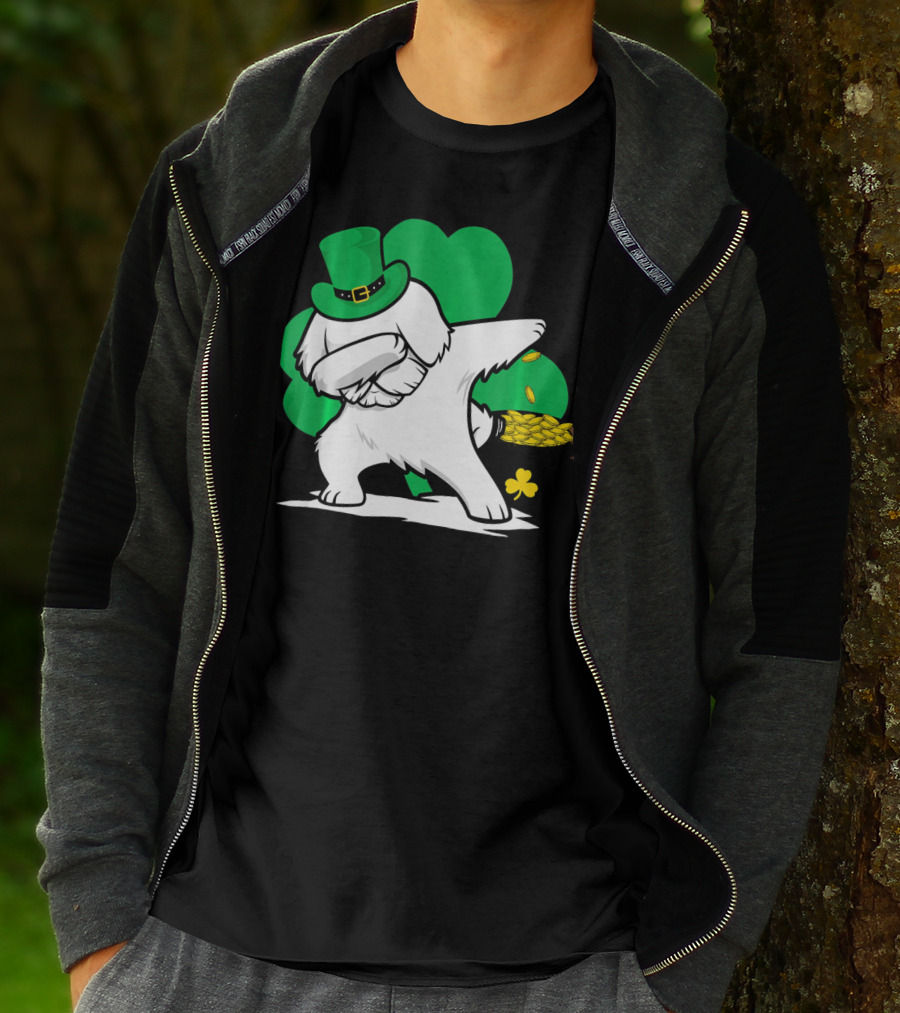 Maltese Dog Dabbing Leprechaun Dance St Patricks Day T-Shirt