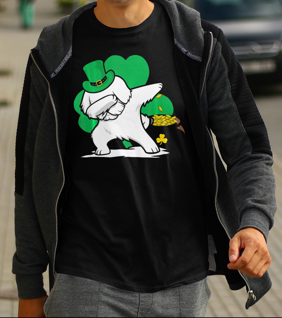 Maltese Dog Dabbing Leprechaun Dance St Patricks Day T-Shirt