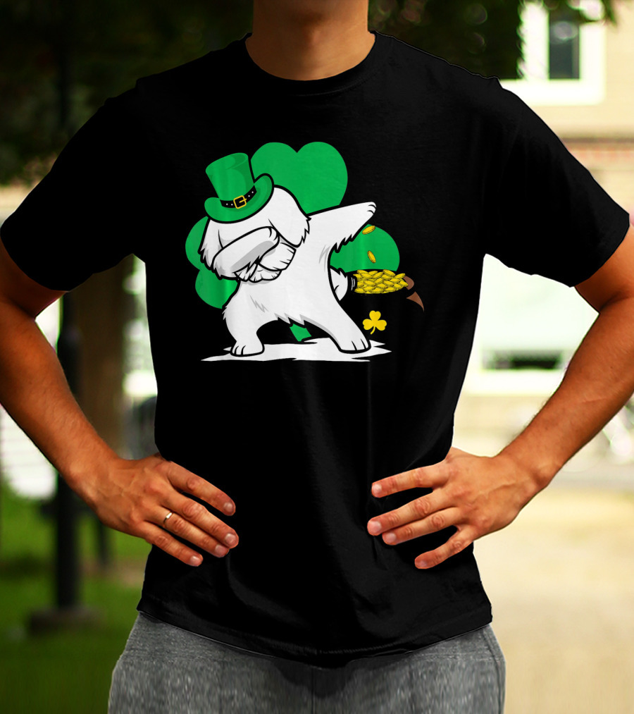 Maltese Dog Dabbing Leprechaun Dance St Patricks Day T-Shirt