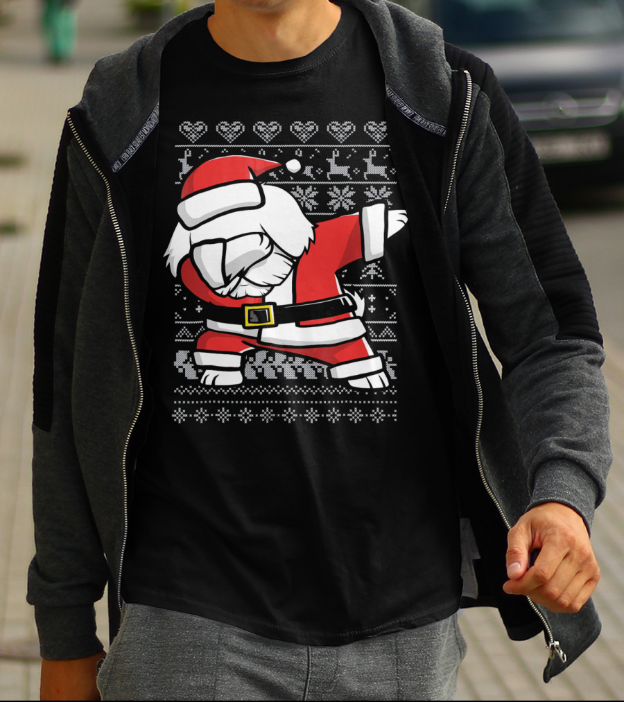 Maltese Santa Dab Reindeer Snowflakes Hearts Ugly T-Shirt