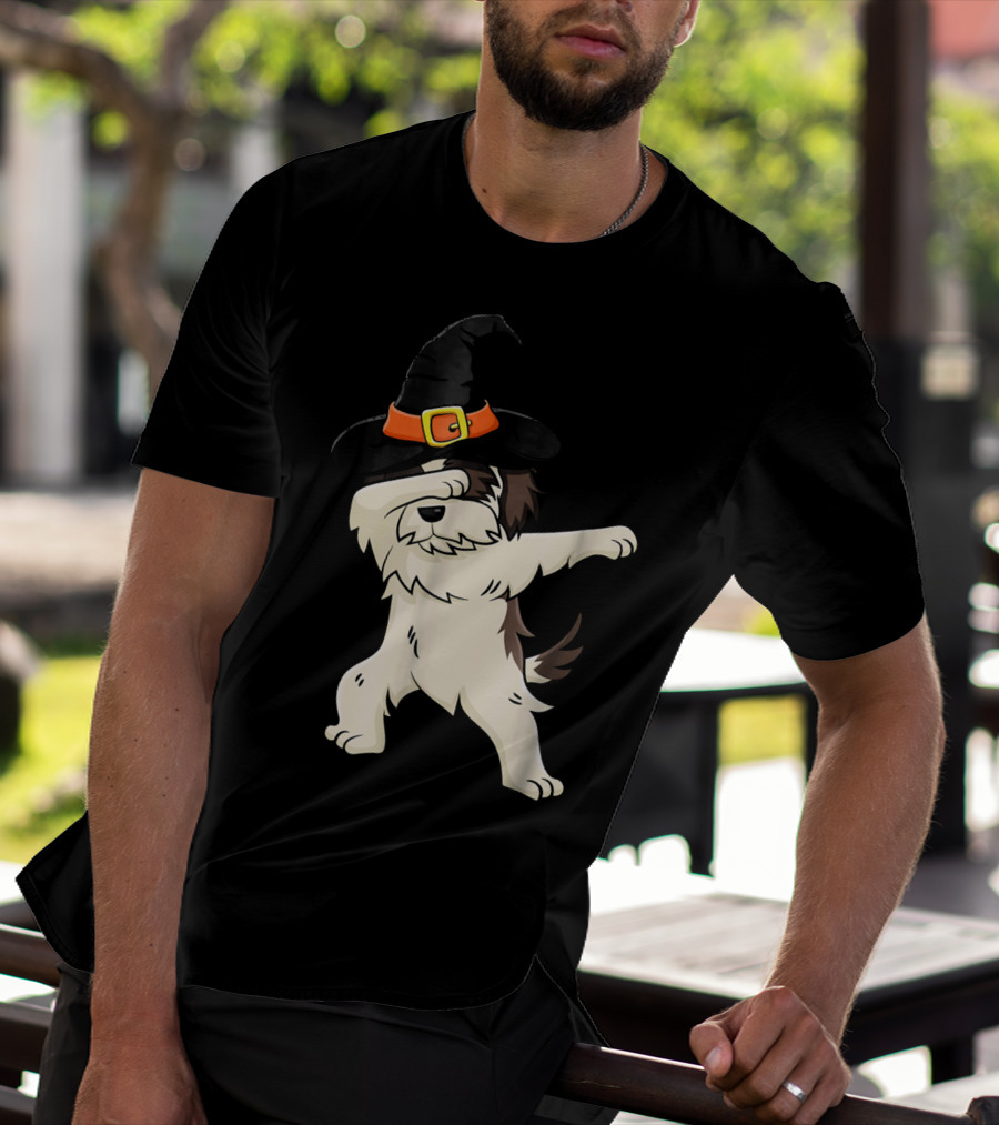 Dabbing Shih Tzu In Witch Hat Halloween T-Shirt