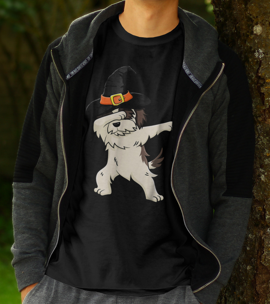 Dabbing Shih Tzu In Witch Hat Halloween T-Shirt