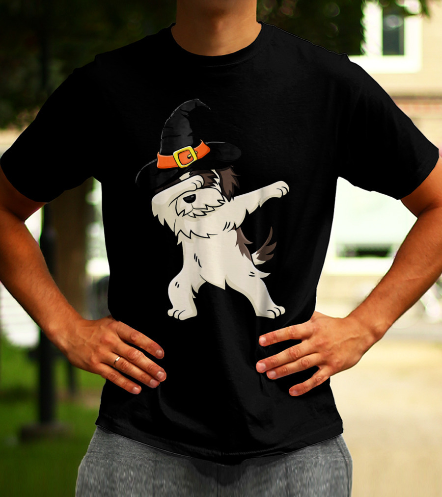 Dabbing Shih Tzu In Witch Hat Halloween T-Shirt