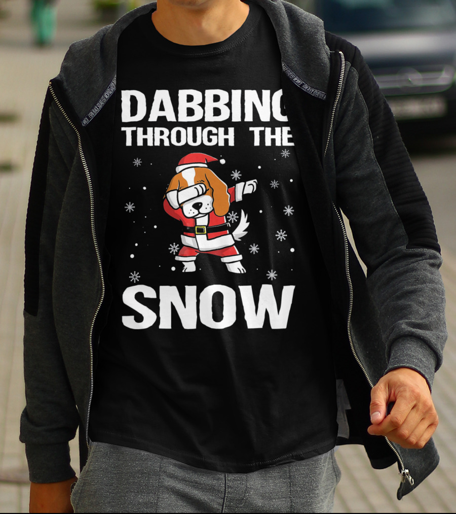 Dabbing Through The Snow Cavalier King Santa Dance T-Shirt