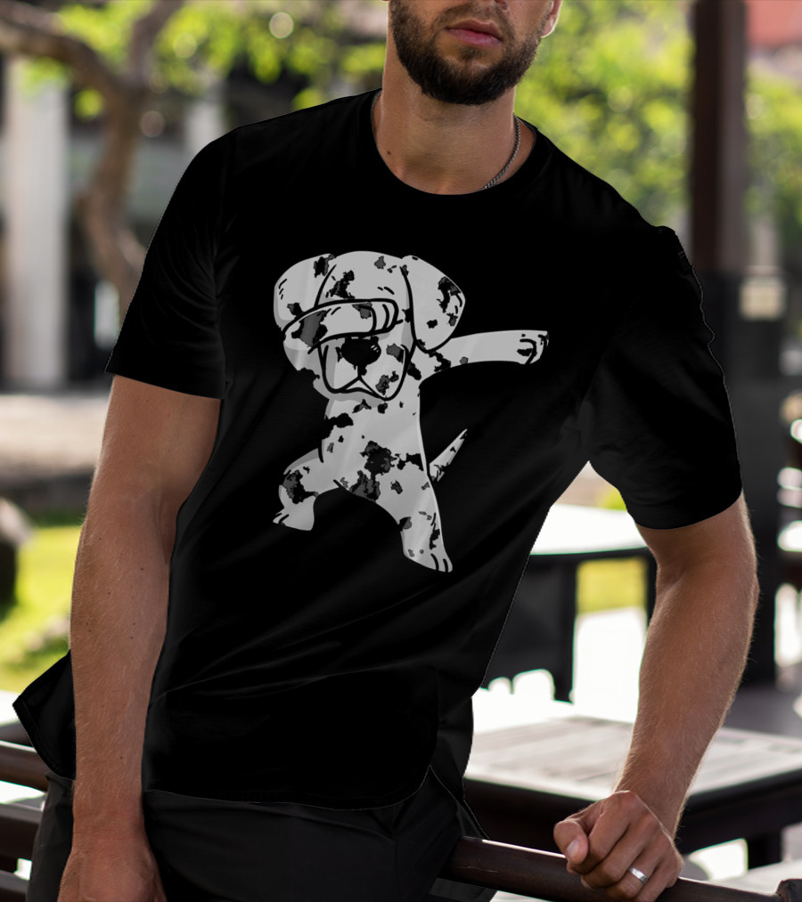 Dabbing White Great Dane Dab Dance Spotted Dog T-Shirt