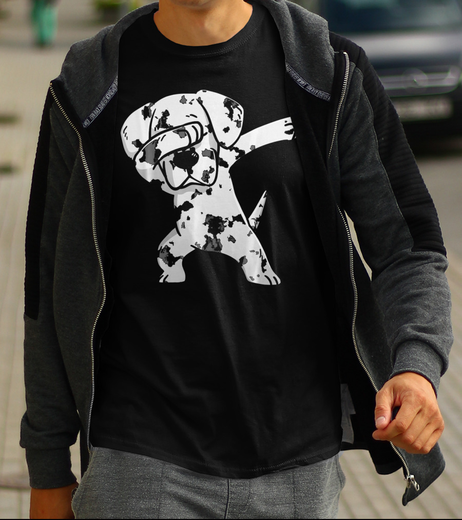 Dabbing White Great Dane Dab Dance Spotted Dog T-Shirt