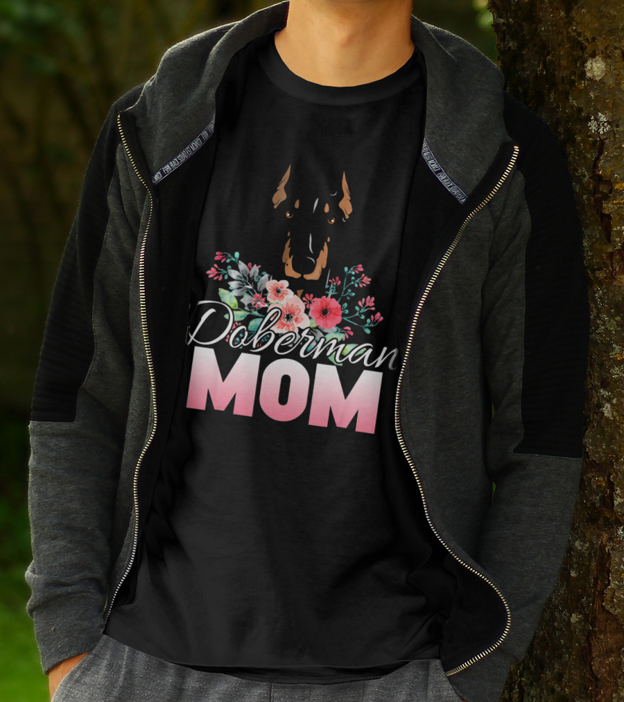 Doberman Mom Floral T-Shirt