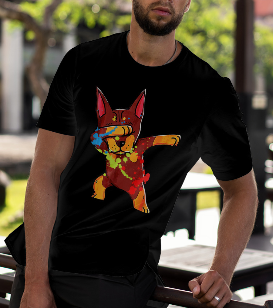 Doberman Pinscher Colorful Dabbing Funny Dab Dance T-Shirt