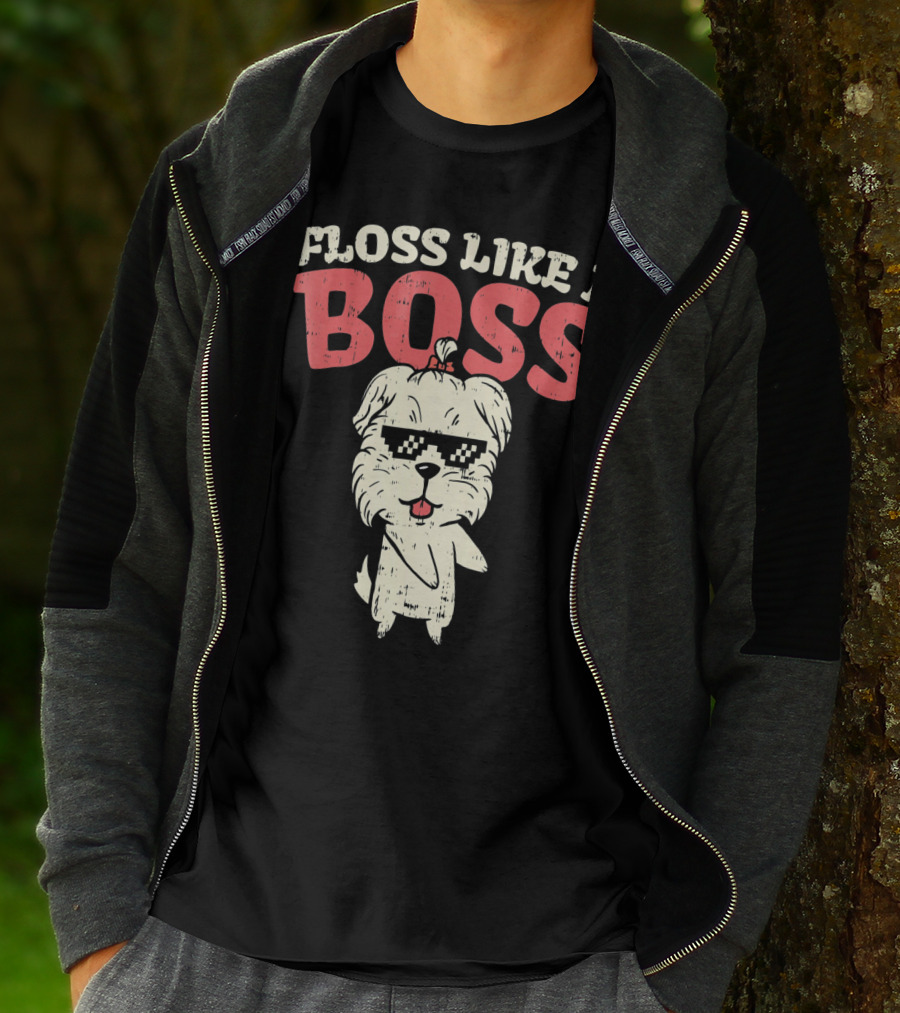 Floss Like A Boss Dance Flossing Shih Tzu With Sunglasses T-Shirt