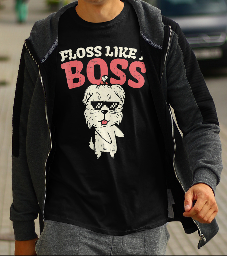 Floss Like A Boss Dance Flossing Shih Tzu With Sunglasses T-Shirt