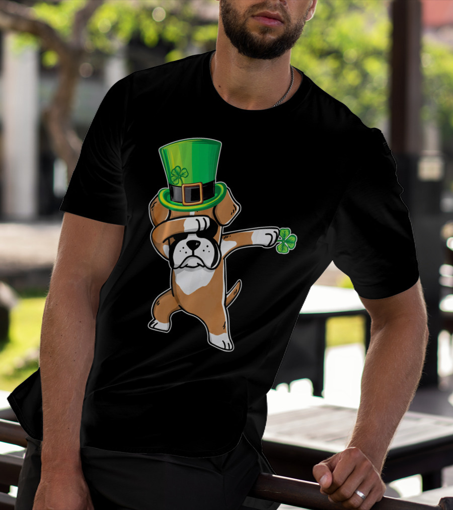 Funny Boxer Dog Dabbing St. Patrick's Day Dance T-Shirt