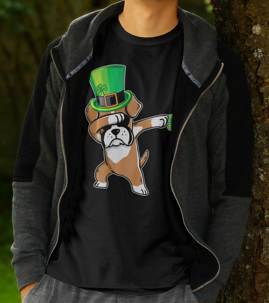 Funny Boxer Dog Dabbing St. Patrick's Day Dance T-Shirt