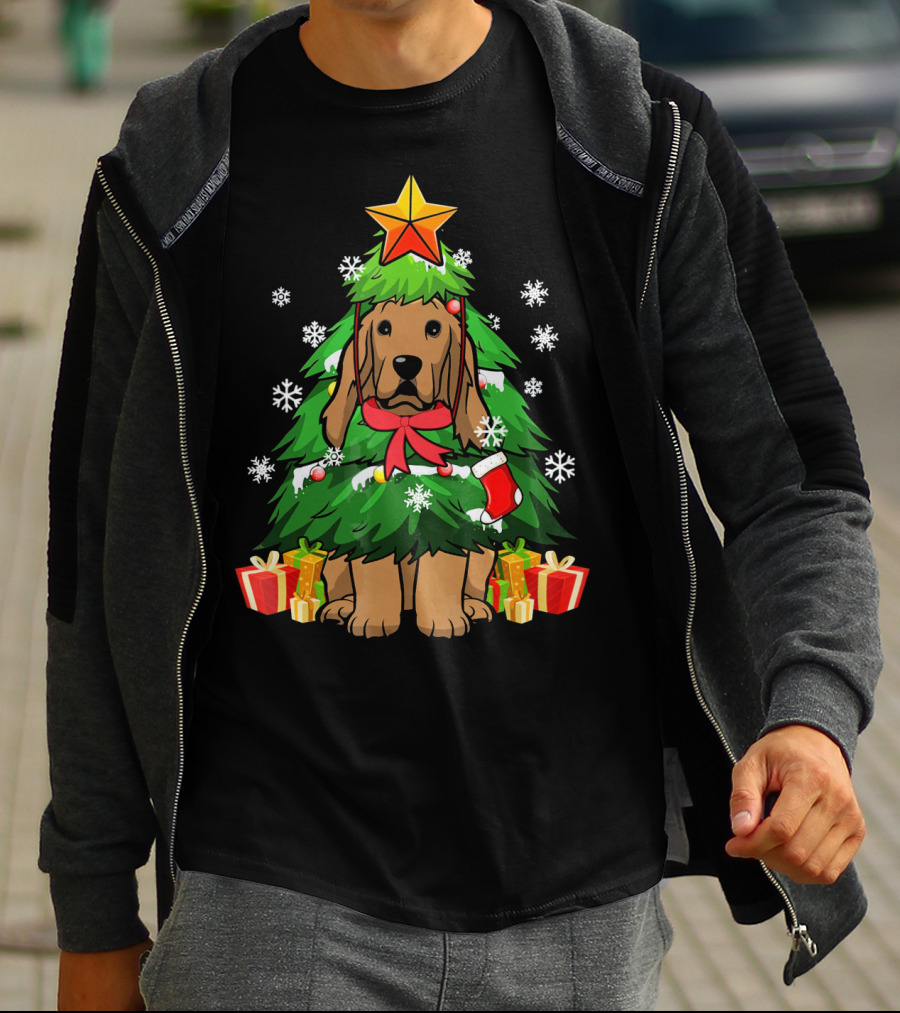 Cocker Spaniel Christmas Tree With Gifts And Snowflakes T-Shirt